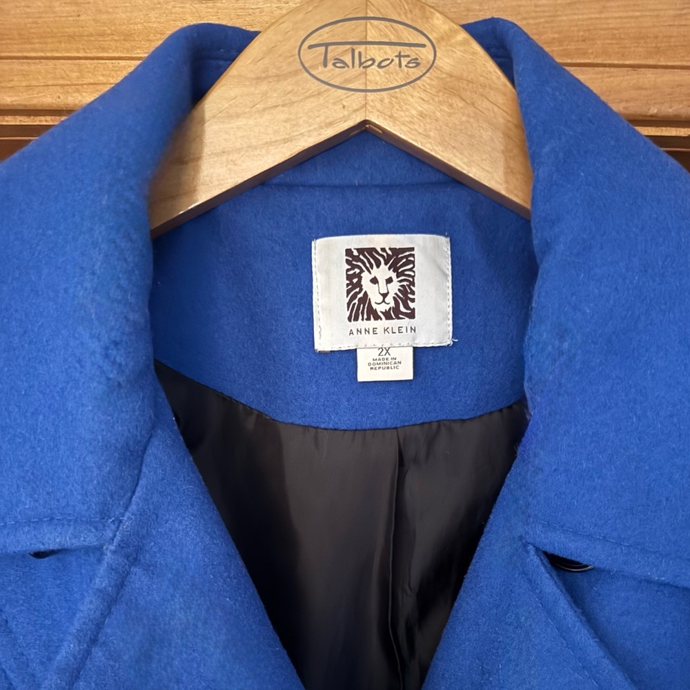 Anne Klein Royal Blue Double Breasted Wool Coat/Jacket, Plus Size 2X - Picture 2 of 5